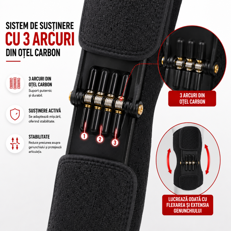 Sistem cu 3 arcuri din oțel carbon